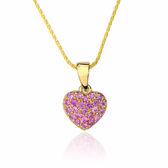 Pink Sapphire Heart Necklace - nature shiny