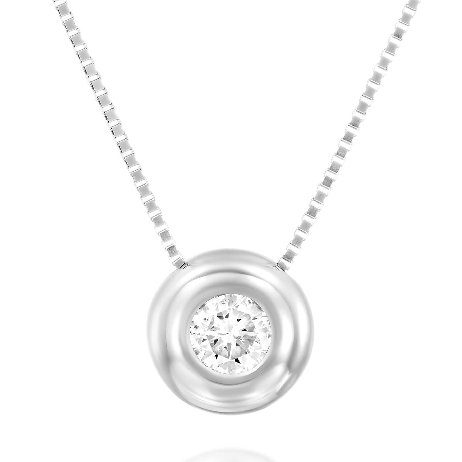 Essentials 10K White Gold Round .14 ct Diamond & .12 ct Blue Sapphire  Fashion Pendant with Chain PE1250T-S25W - Wickersham Jewelry