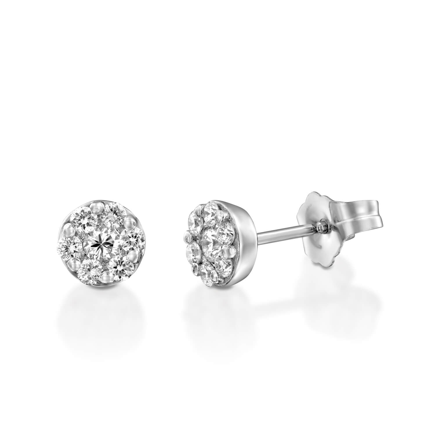 Diamond Flower Stud Earrings - nature shiny