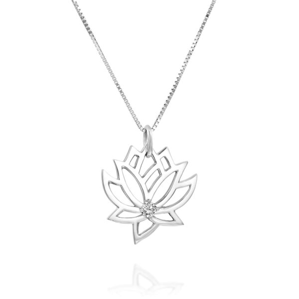 Lotus Flower Diamond Necklace - nature shiny