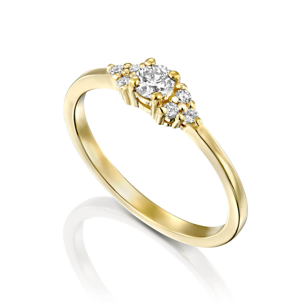 Delicate Diamond Engagement Ring - nature shiny