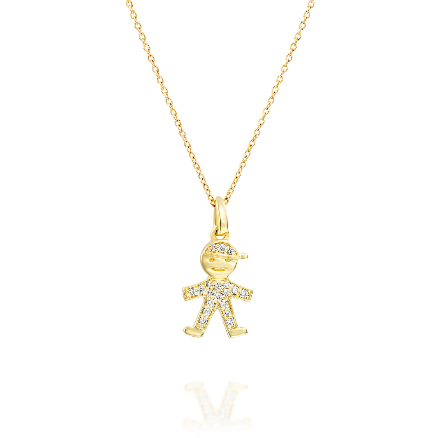14K Yellow Gold Textured Boy Pendant Charm Necklace Baby: 16466570936371